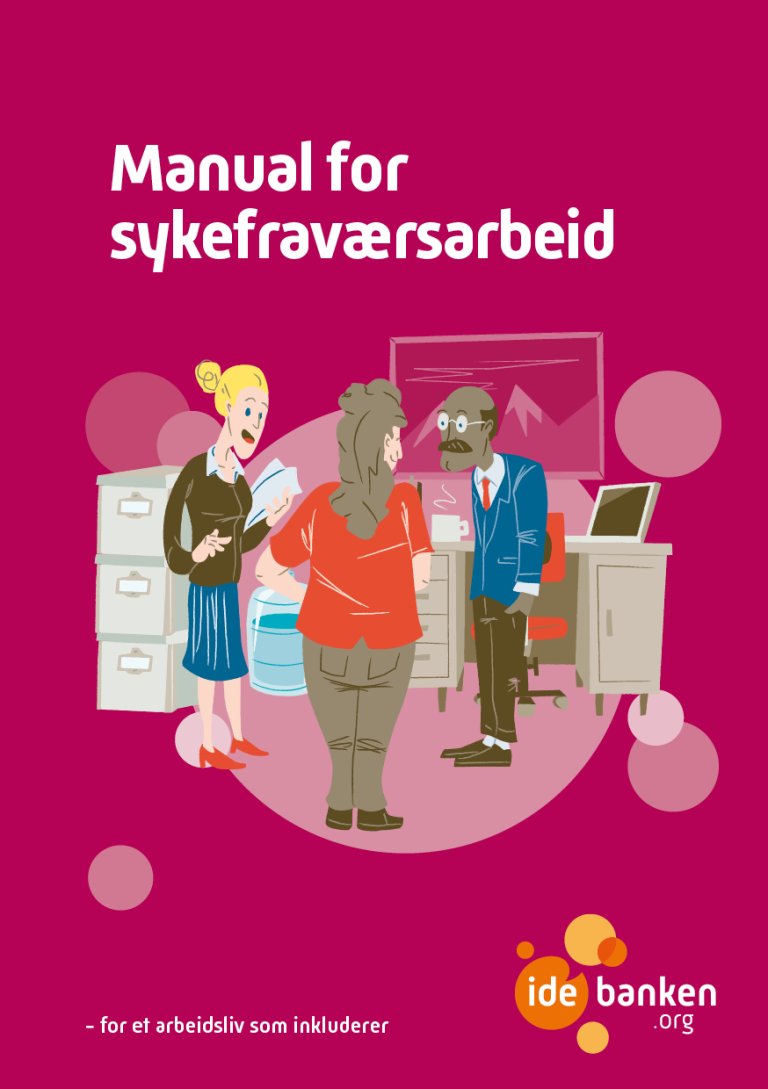 Bilde av forsiden av heftet "Manual for sykefraværsarbeid".