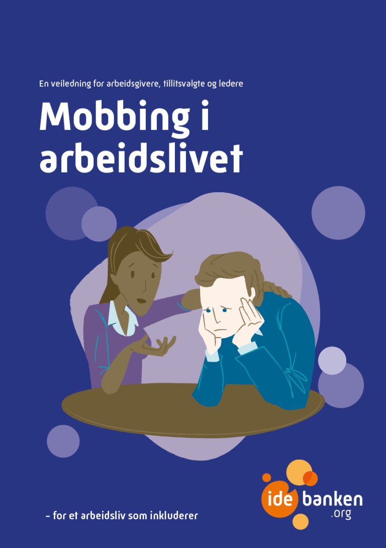 Bilde som viser forsiden av heftet "Mobbing i arbeidslivet".